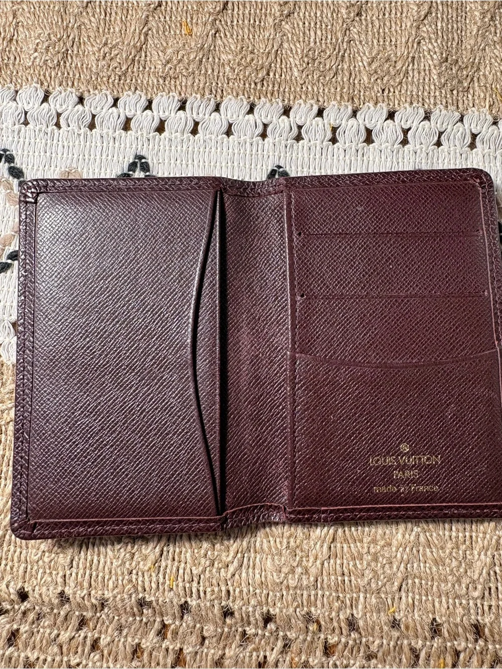 Louis Vuitton Deep Burgundy Saffiano Leather Card Case